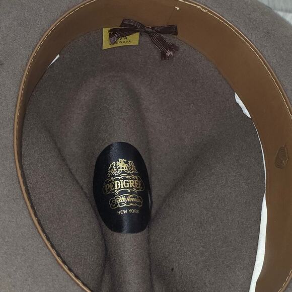 Vtg Wool Brown/Gray Fedora Hat 7 1/8 USA Made Pedigree Fifth Ave New York - Picture 5 of 12
